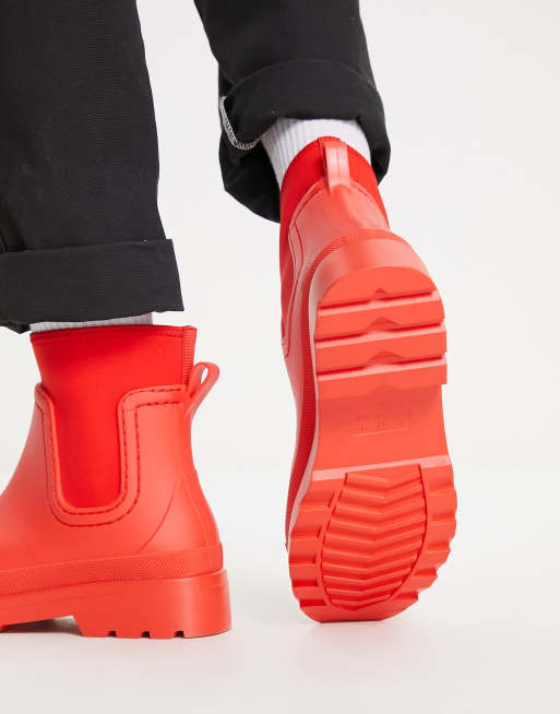 ASOS DESIGN - Chelsea - Røde gummistøvler med detalje i scuba-stof, 2 af 4