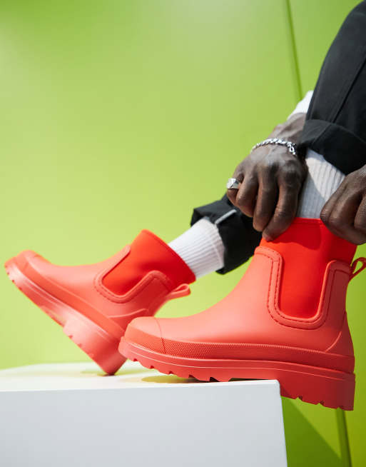 ASOS DESIGN - Chelsea - Røde gummistøvler med detalje i scuba-stof, 4 af 4