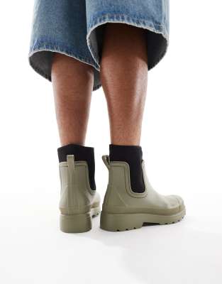 Asos Design Chelsea Rubber Boots In Green