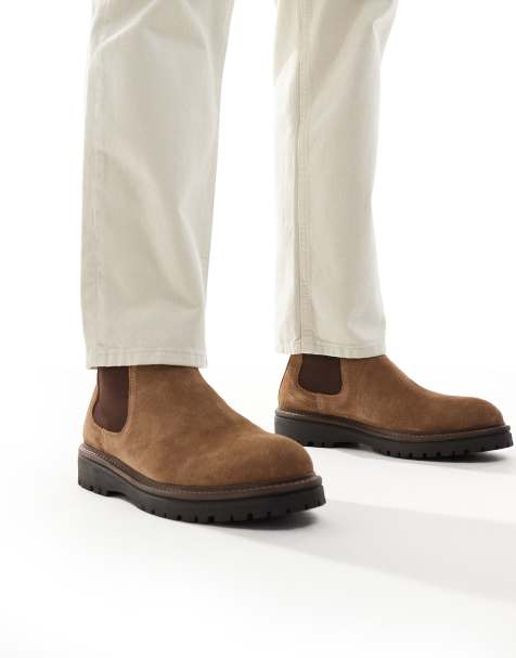 ASOS DESIGN – Chelsea-Stiefel aus hellbraunem Wildleder mit Profilsohle - view 1