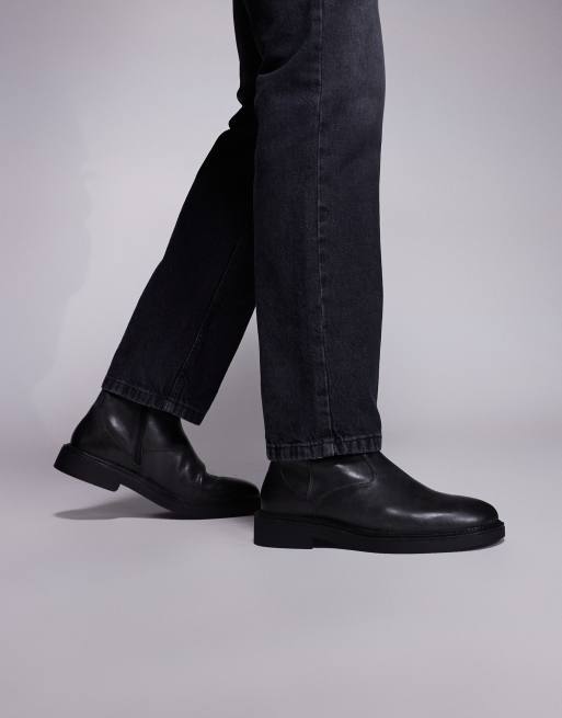 ASOS DESIGN – Chelsea-Stiefel aus schwarzem Leder im Used-Look, 2 von 4
