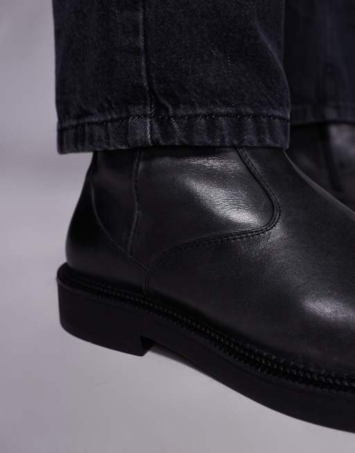 ASOS DESIGN – Chelsea-Stiefel aus schwarzem Leder im Used-Look, 3 von 4