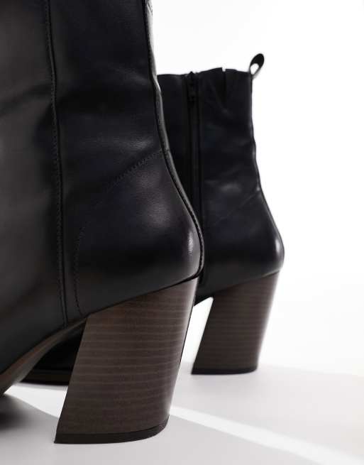 Asos black leather boots on sale