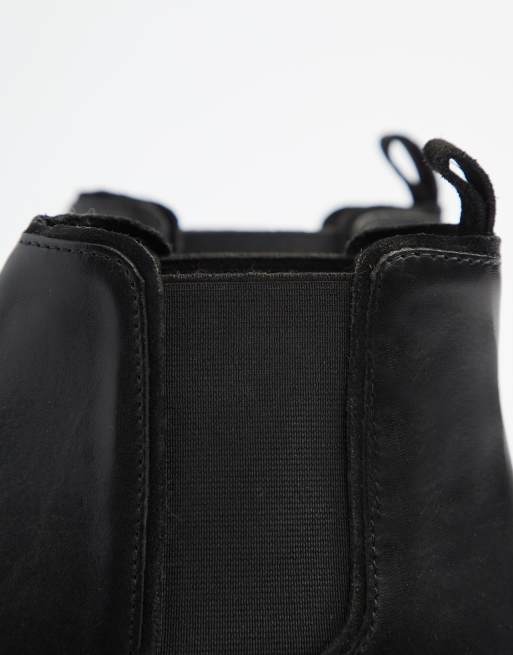 ASOS DESIGN – Chelsea-Stiefel aus schwarzem Leder mit schwarzer Sohle, weite Passform, 3 von 4