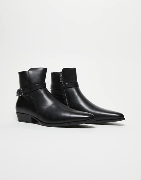 ASOS DESIGN – Chelsea-Stiefel in Schwarz mit Riemen - view 1