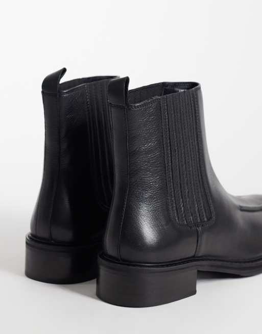 ASOS DESIGN – Chelsea-Stiefel in Schwarz mit verdecktem Einsatz und Lederdetails, 3 von 4