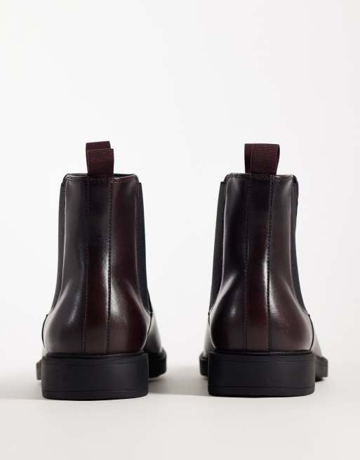 ASOS DESIGN Chelsea-Stiefel mit doppelten Zuglaschen in Burgunderrot, 4 von 4