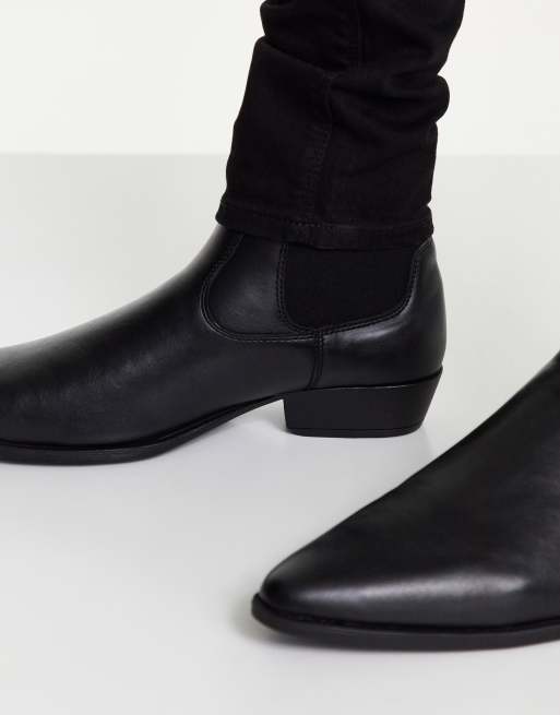 ASOS DESIGN - Chelsea-støvler med cubansk hæl i sort imiteret læder - BLACK, 3 af 4