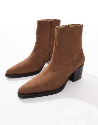 Asos Design Chelsea Western Boots In Brown