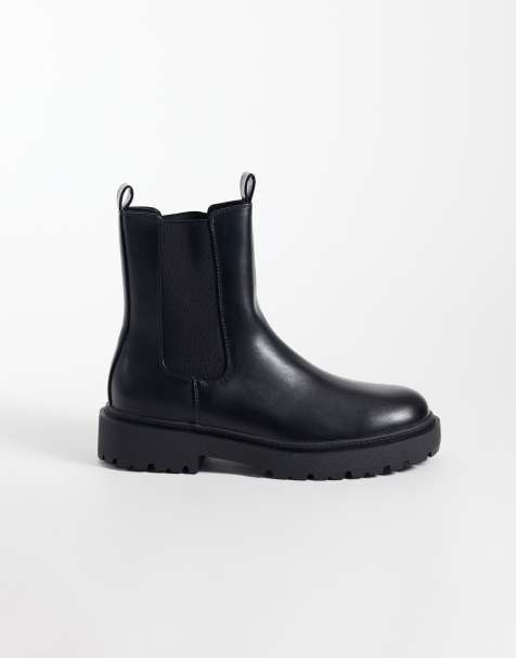 ASOS DESIGN chelseaboots med räfflad sula i svart - view 1