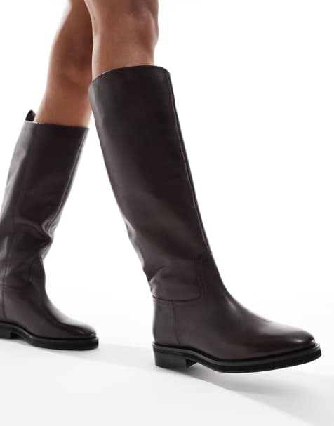 ASOS DESIGN - Cheltenham - Brune og elegante ride-knæstøvler i læder - view 1