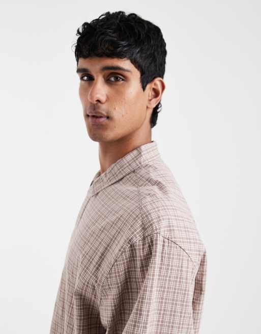 ASOS DESIGN - Chemise à carreaux à enfiler coupe carrée oversize - Marron, 4 de 5