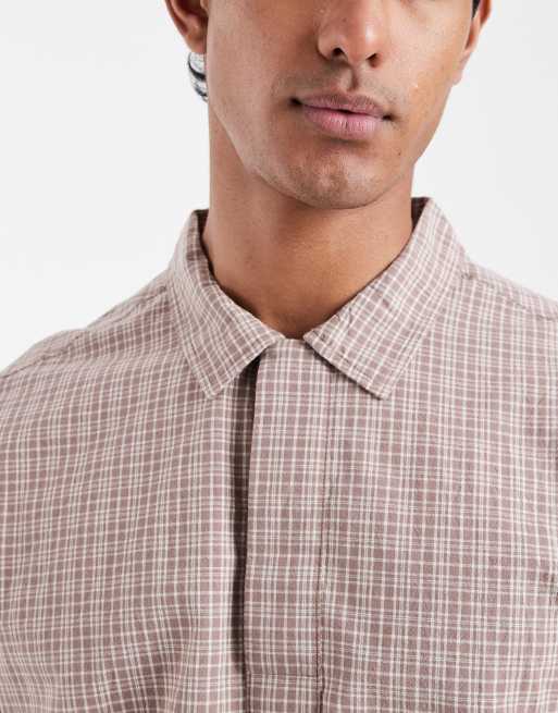 ASOS DESIGN - Chemise à carreaux à enfiler coupe carrée oversize - Marron, 5 de 5