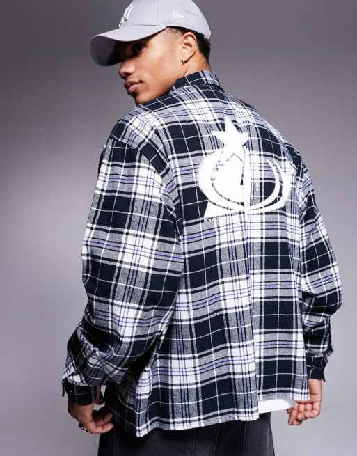 ASOS DESIGN - Chemise à carreaux coupe carrée oversize avec imprimé à l'avant et au dos, 2 de 4