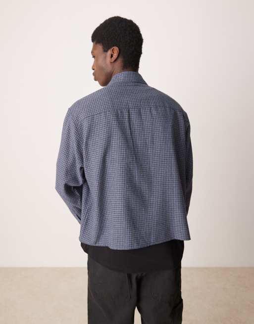 ASOS DESIGN - Chemise à carreaux coupe carrée oversize en flanelle - Bleu, 3 de 4