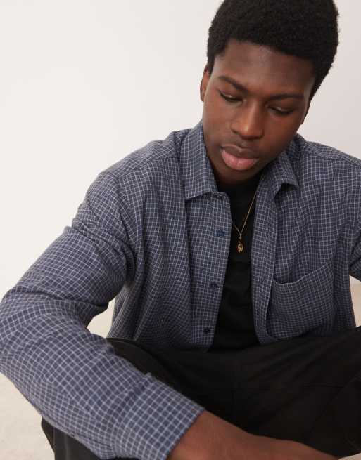ASOS DESIGN - Chemise à carreaux coupe carrée oversize en flanelle - Bleu, 4 de 4