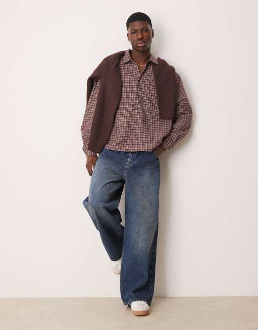 ASOS DESIGN - Chemise à carreaux coupe carrée oversize en flanelle - Rouge, 2 de 4