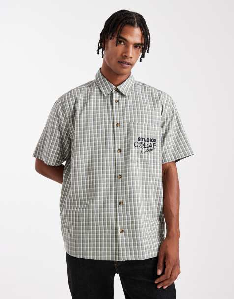 ASOS DESIGN - Chemise à carreaux décontractée avec broderie sur la poitrine - Vert - view 1