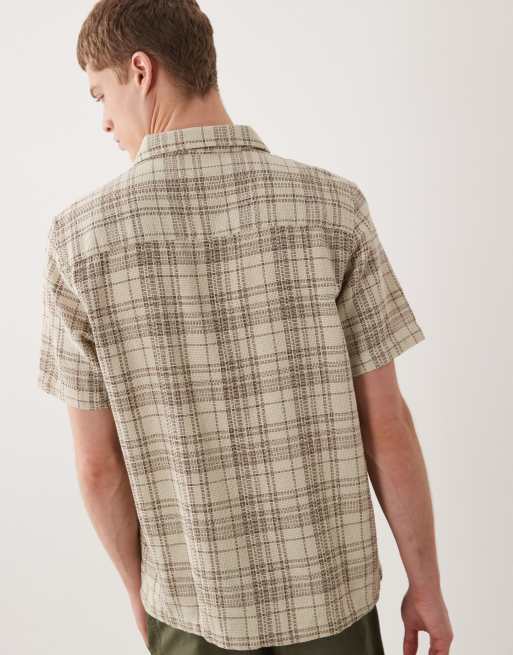 ASOS DESIGN - Chemise à carreaux texturée coupe classique - Beige, 5 de 5