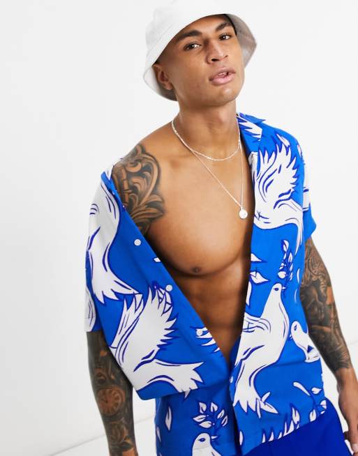 ASOS DESIGN - Chemise à col à revers avec imprimé oiseaux