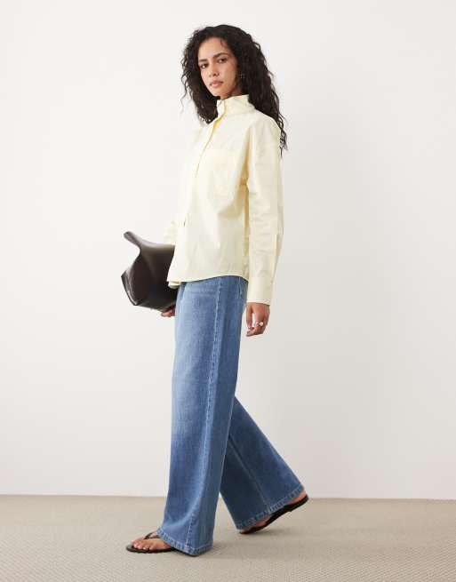 ASOS DESIGN - Chemise à col cheminée - Beurre, 2 de 4
