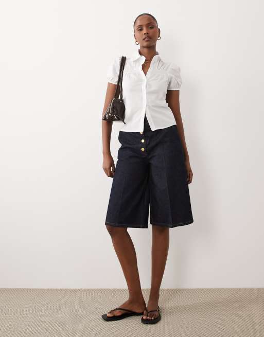 ASOS DESIGN - Chemise à mancherons et col Claudine - Blanc, 2 de 4