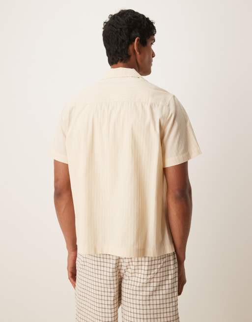 ASOS DESIGN - Chemise à revers coupe carrée en jacquard - Taupe, 3 de 4