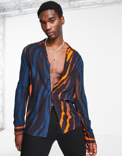 ASOS DESIGN - Chemise à revers profonds avec imprimé zèbre - Multicolore