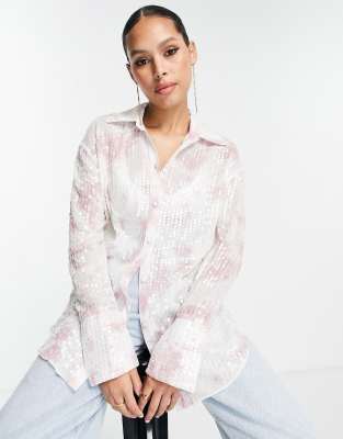 ASOS DESIGN sequin shirt in tie dye print - ASOS Price Checker