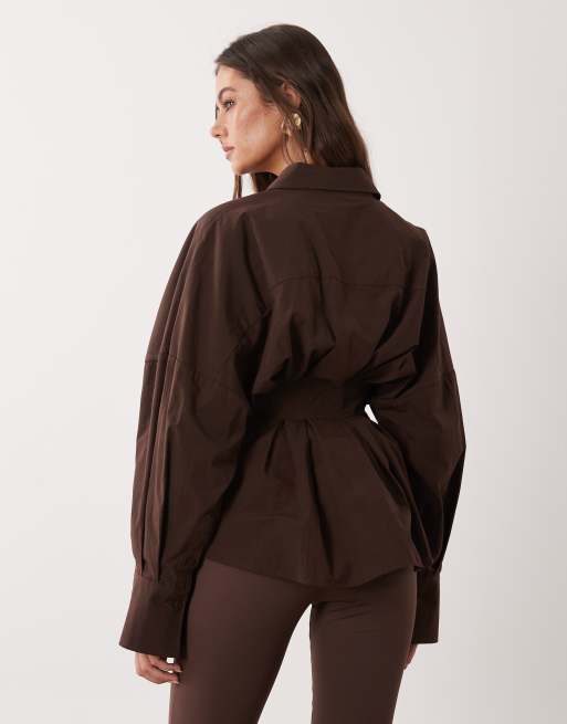 ASOS DESIGN - Chemise à taille plissée - Chocolat, 4 de 4