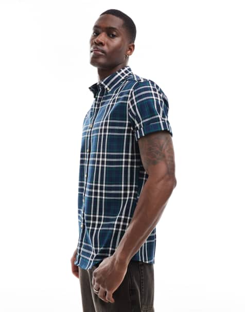 ASOS DESIGN - Chemise ajustée à carreaux - Bleu marine - view 1