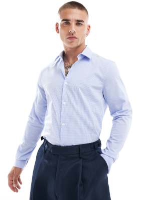 ASOS DESIGN - Chemise ajustée à carreaux - Bleu