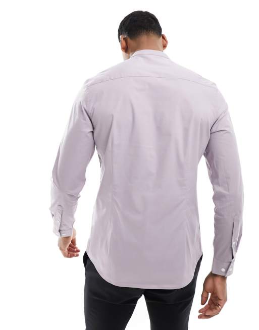 ASOS DESIGN - Chemise ajustée à col grand-père - Lilas, 2 de 4