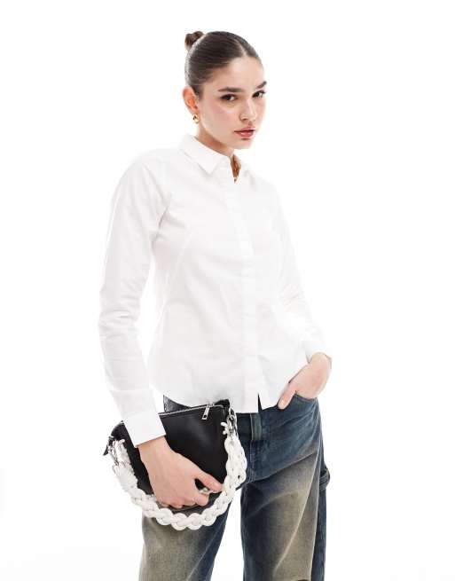 ASOS DESIGN Chemise ajustee a manches longues Blanc ASOS