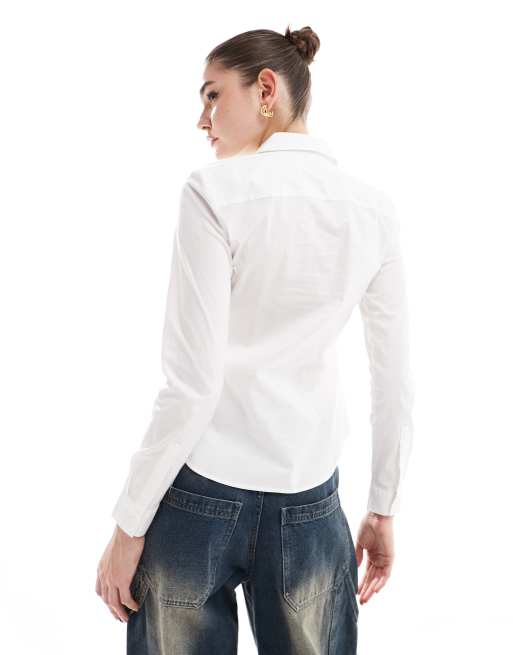 ASOS DESIGN - Chemise ajustée à manches longues - Blanc, 3 de 4