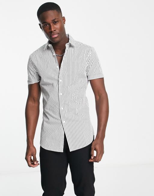 ASOS DESIGN Chemise ajust e rayures Blanc noir ASOS