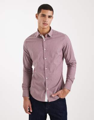 ASOS DESIGN - Chemise ajustée à rayures - Rouge