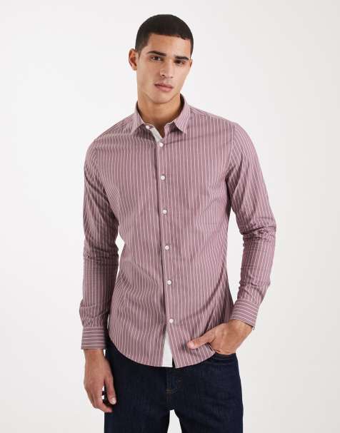 ASOS DESIGN - Chemise ajustée à rayures - Rouge - view 1