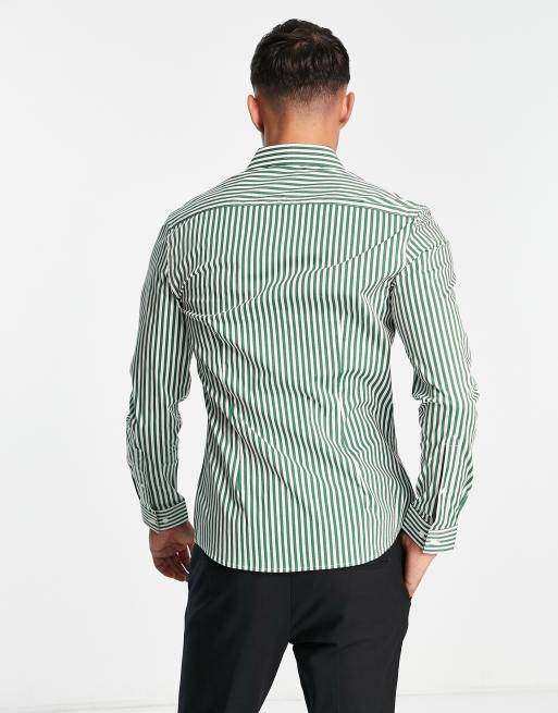 ASOS DESIGN - Chemise ajustée à rayures - Vert foncé, 2 de 4