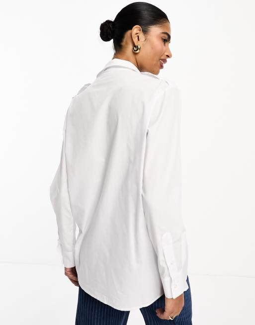 ASOS DESIGN - Chemise ajustée avec pattes d'épaules - Blanc, 2 de 4