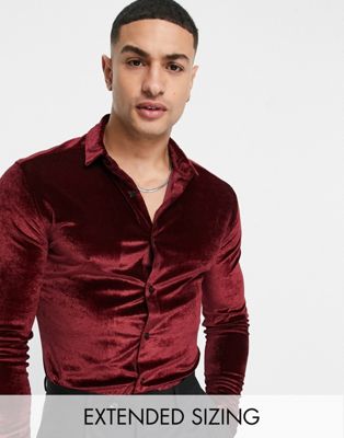 Chemises Chemise ajustée effet velours - Bordeaux