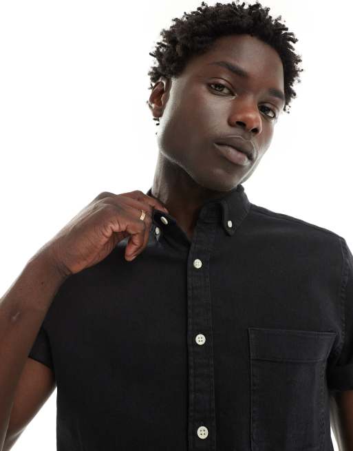 ASOS DESIGN - Chemise ajustée en jean stretch - Noir