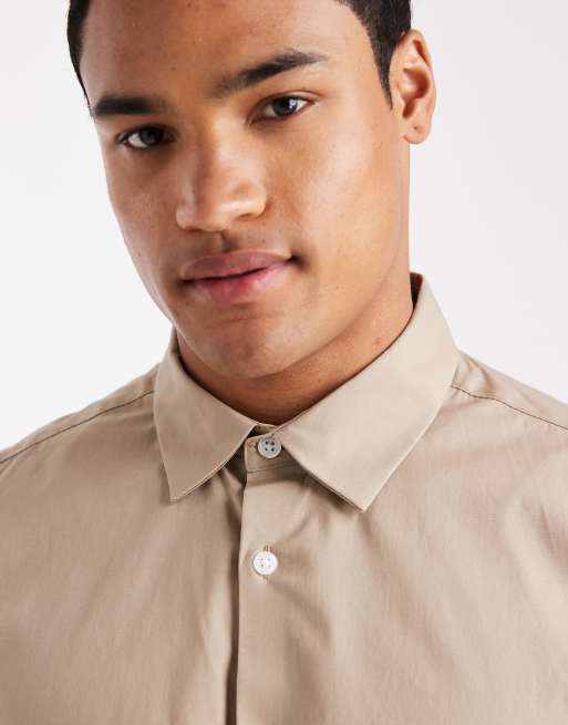 ASOS DESIGN - Chemise ajustée en popeline - Beige, 5 de 5