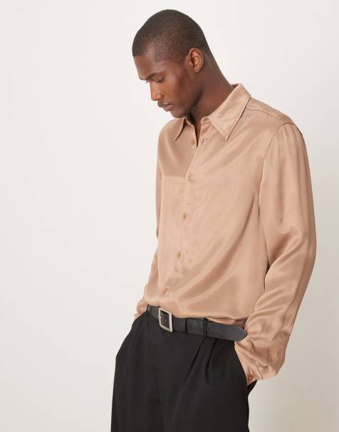ASOS DESIGN - Chemise ajustée en satin - Marron - view 1