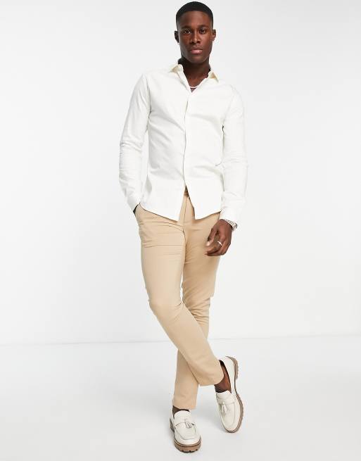 ASOS DESIGN - Chemise ajustée et satinée - Ivoire , 4 de 4