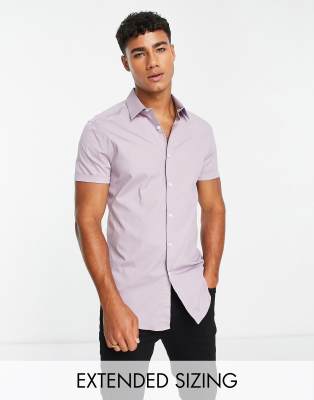 ASOS DESIGN skinny smart shirt in light mauve - ASOS Price Checker