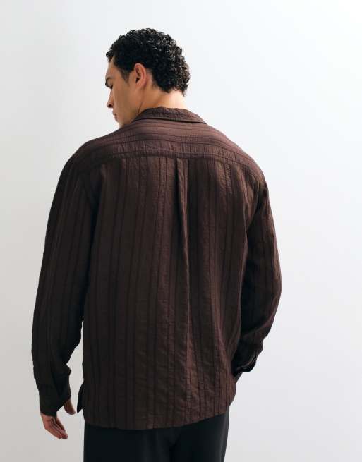 ASOS DESIGN chemise ample à col tailleur plongeant transparent marron, 5 de 5