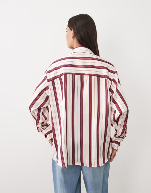 ASOS DESIGN chemise boyfriend en satin à rayures, ensemble coordonné, 4 de 4