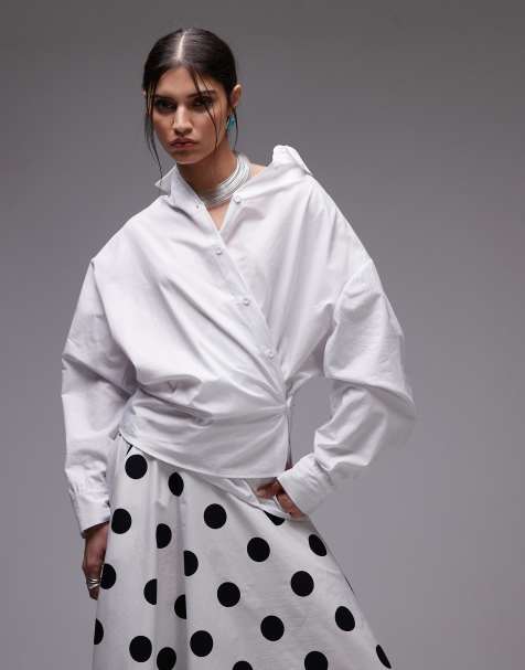 ASOS DESIGN - Chemise cache-cœur cintrée en popeline - Blanc - view 1