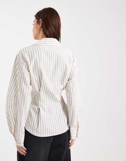 ASOS DESIGN - Chemise cache-cœur rayée à manches cocon, 4 de 4